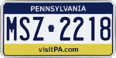 PA license plate MSZ2218