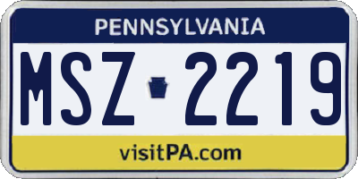 PA license plate MSZ2219