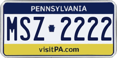PA license plate MSZ2222