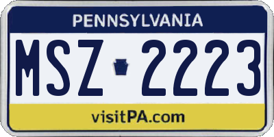 PA license plate MSZ2223