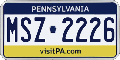 PA license plate MSZ2226