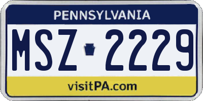 PA license plate MSZ2229