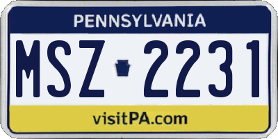 PA license plate MSZ2231