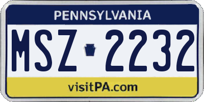 PA license plate MSZ2232