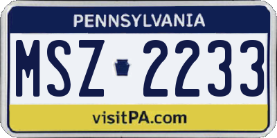 PA license plate MSZ2233