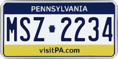 PA license plate MSZ2234