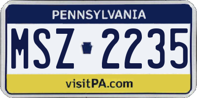 PA license plate MSZ2235
