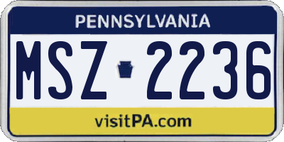 PA license plate MSZ2236