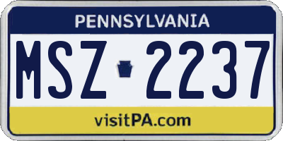 PA license plate MSZ2237