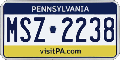 PA license plate MSZ2238
