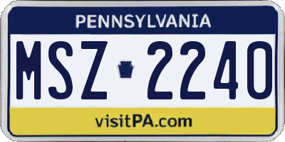 PA license plate MSZ2240