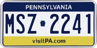 PA license plate MSZ2241
