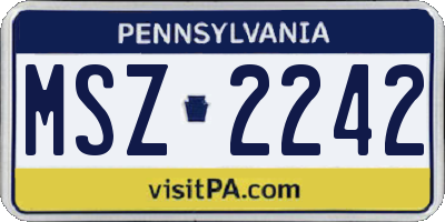 PA license plate MSZ2242
