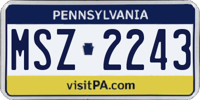 PA license plate MSZ2243