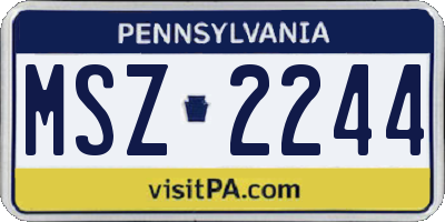 PA license plate MSZ2244