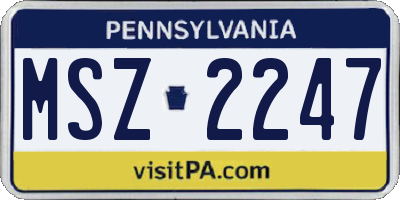 PA license plate MSZ2247
