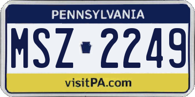 PA license plate MSZ2249