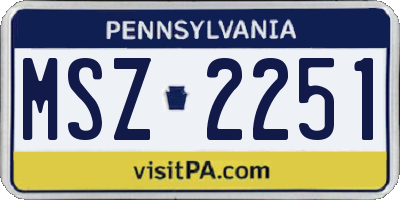 PA license plate MSZ2251