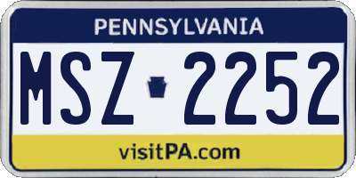 PA license plate MSZ2252