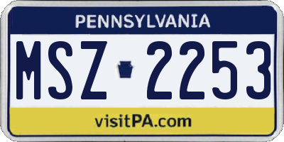 PA license plate MSZ2253