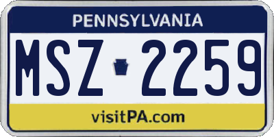PA license plate MSZ2259