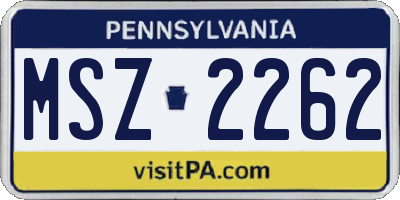 PA license plate MSZ2262