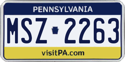 PA license plate MSZ2263