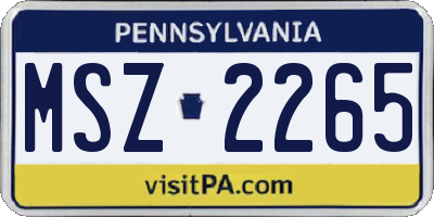 PA license plate MSZ2265