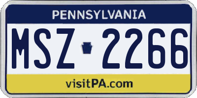 PA license plate MSZ2266