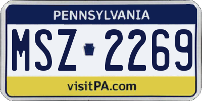 PA license plate MSZ2269