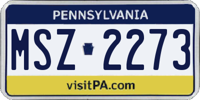 PA license plate MSZ2273