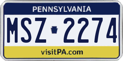 PA license plate MSZ2274