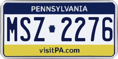 PA license plate MSZ2276