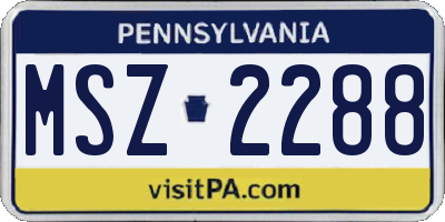 PA license plate MSZ2288
