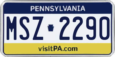 PA license plate MSZ2290