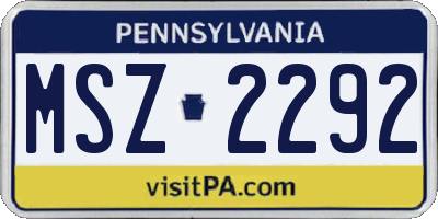 PA license plate MSZ2292
