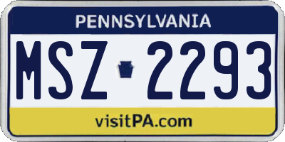 PA license plate MSZ2293