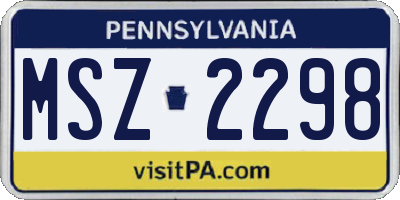 PA license plate MSZ2298