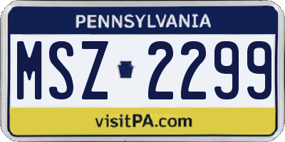 PA license plate MSZ2299