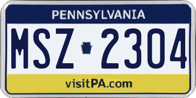 PA license plate MSZ2304
