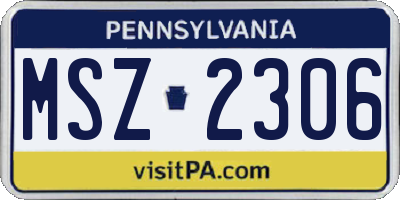 PA license plate MSZ2306