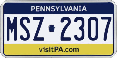 PA license plate MSZ2307