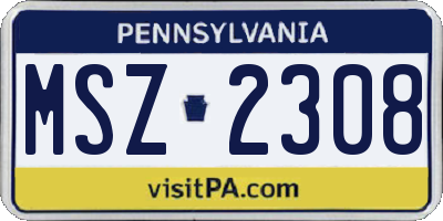PA license plate MSZ2308