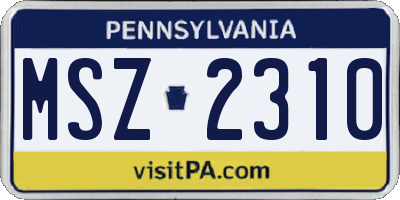 PA license plate MSZ2310