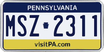 PA license plate MSZ2311