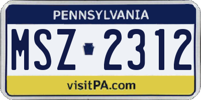 PA license plate MSZ2312