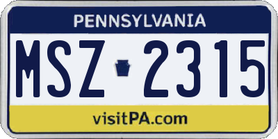 PA license plate MSZ2315