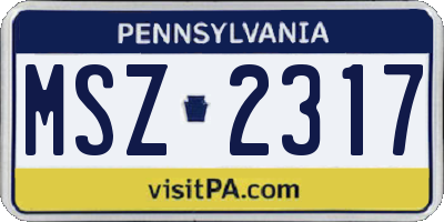 PA license plate MSZ2317