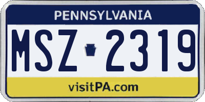 PA license plate MSZ2319