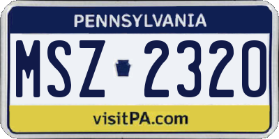 PA license plate MSZ2320